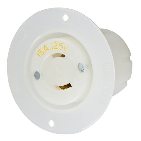Hubbell Wiring Device-Kellems Locking Receptacle, L1-15R, 15 A, 125V AC, Single Phase, 2 Pole, Screw Terminals, White HBL7526C